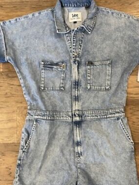 ROMPER Lee Light Blue Stonewash Denim Pocket Detail
